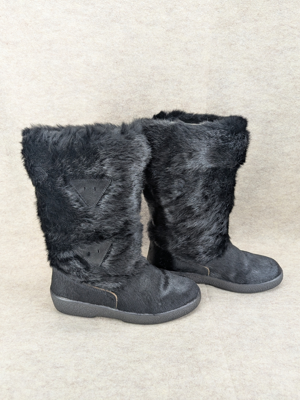 Cristina Leather Fur Boots Warm Apres Ski Black Sz 41 EU/ 10 US Fleece Lined